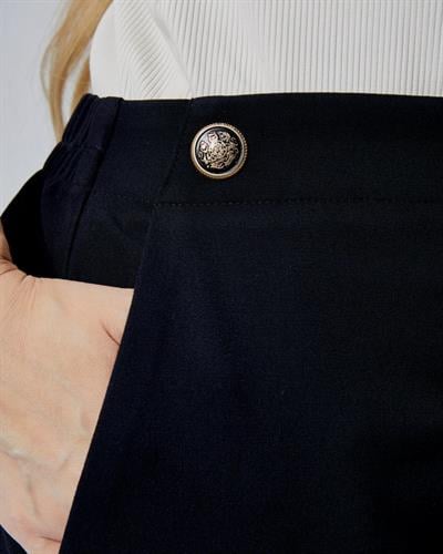 Dekorati̇f Düğmeli̇ Arka Bel Lasti̇kli̇ Büyük Beden Pantolon