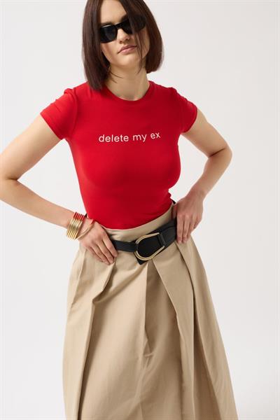 Delete My Ex Baskılı Likralı Crop T-Shirt