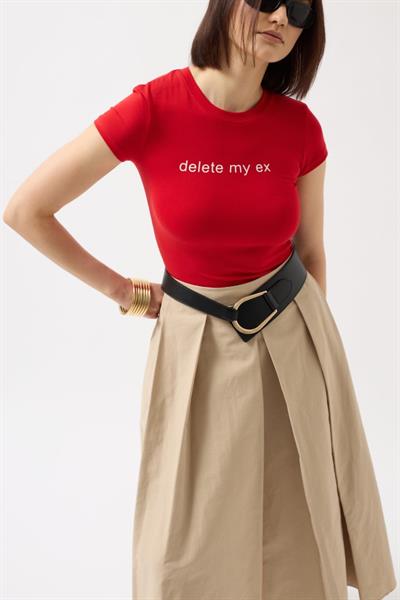 Delete My Ex Baskılı Likralı Crop T-Shirt