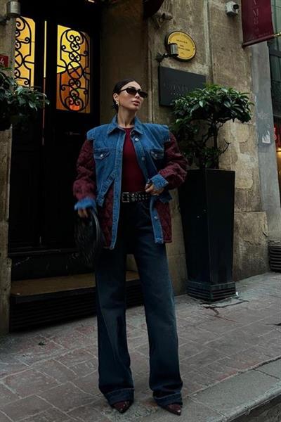 Denim Garnili Kapitone Ceket 7071