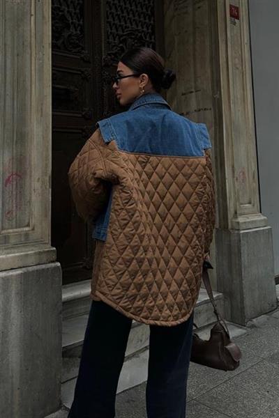 Denim Garnili Kapitone Ceket 7071