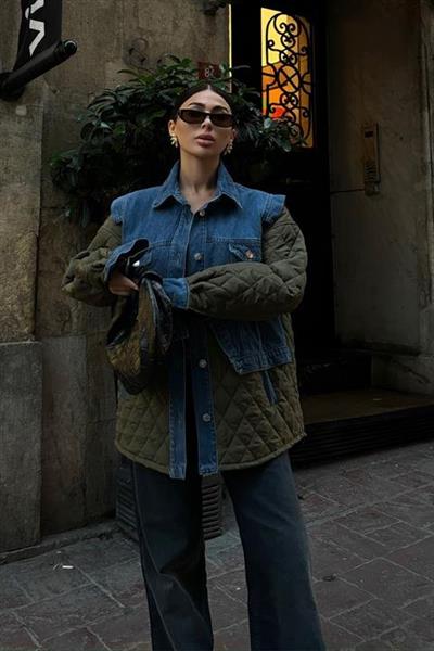 Denim Garnili Kapitone Ceket 7071