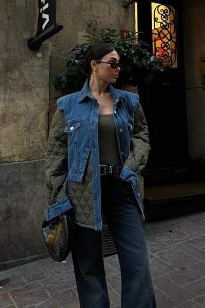 Denim Garnili Kapitone Ceket 7071