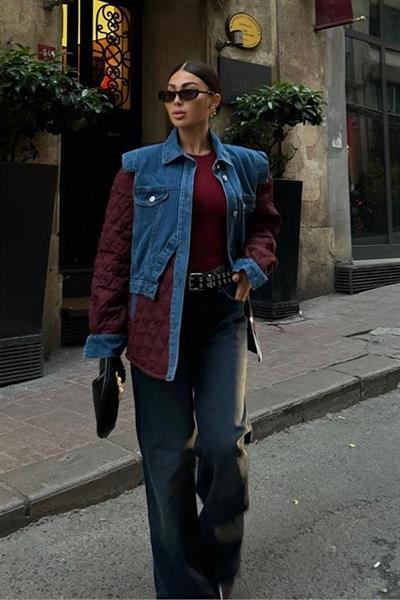 Denim Garnili Kapitone Ceket 7071