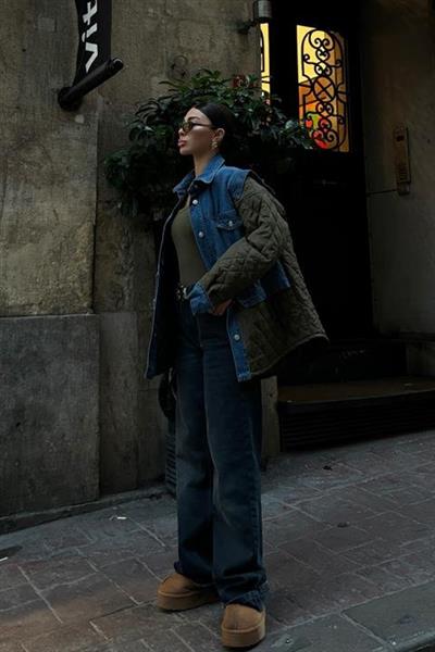 Denim Garnili Kapitone Ceket 7071