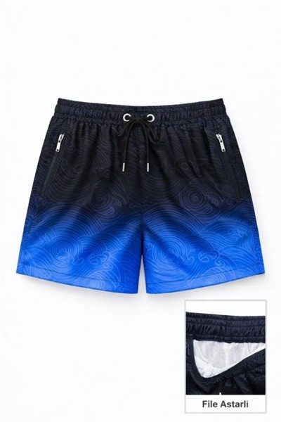 Deniz Şortu Fermuarlı Cepli File Astarlı Hızlı Kuruyan Premium - Çok Renkli