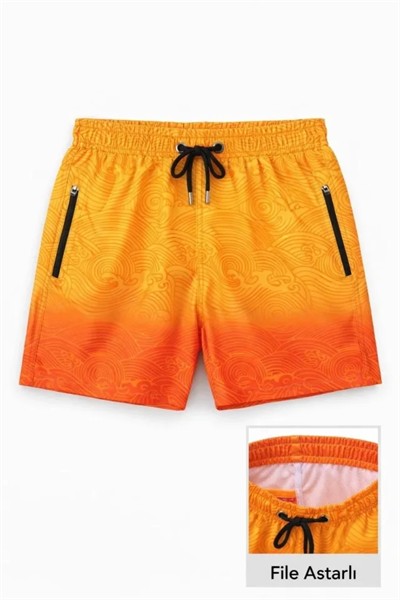 Deniz Şortu Fermuarlı Cepli File Astarlı Hızlı Kuruyan Premium - Çok Renkli