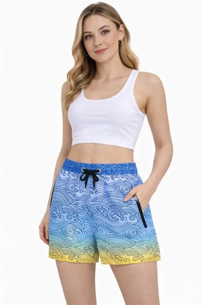 Deniz Şortu Fermuarlı Cepli File Astarlı Hızlı Kuruyan Premium - Çok Renkli