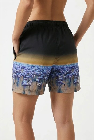 Deniz Şortu Fermuarlı Cepli File Astarlı Hızlı Kuruyan Premium - Siyah