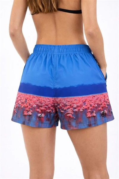 Deniz Şortu Fermuarlı Cepli File Astarlı Hızlı Kuruyan Premium - Mavi