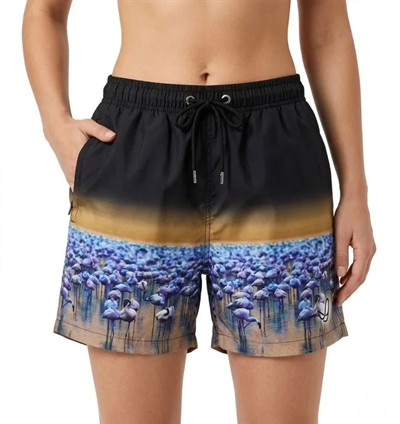 Deniz Şortu Fermuarlı Cepli File Astarlı Hızlı Kuruyan Premium - Siyah