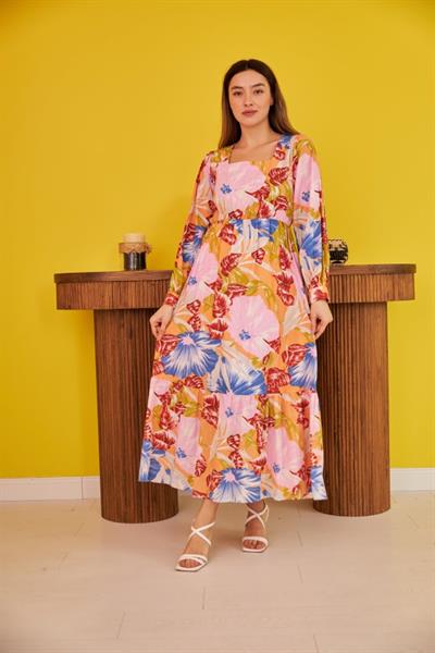 Desenli Desenli Keten Elbise