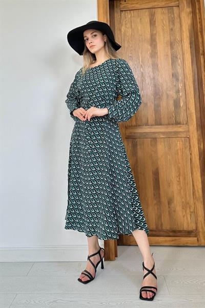 Desenli Dökümlü Desenli Elbise