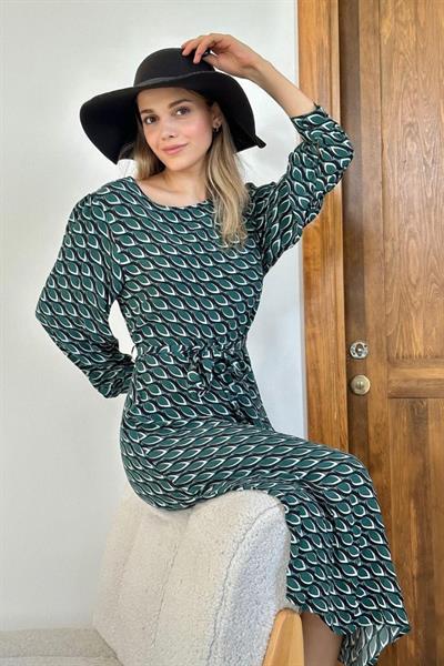 Desenli Dökümlü Desenli Elbise