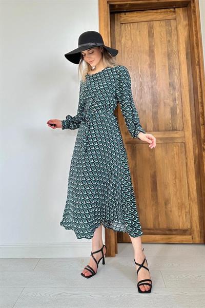 Desenli Dökümlü Desenli Elbise