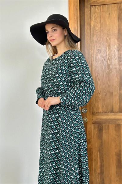 Desenli Dökümlü Desenli Elbise