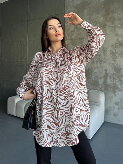 Desenli Dökümlü Saten Gömlek