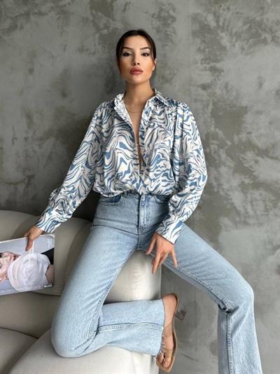 Desenli Dökümlü Saten Gömlek