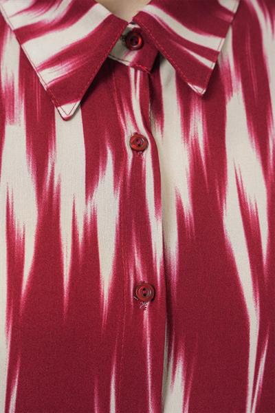 Desenli Oversize Gömlek 20301 - Kırmızı