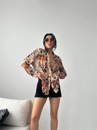 Desenli Oversize Gömlek