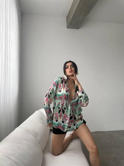 Desenli Oversize Gömlek