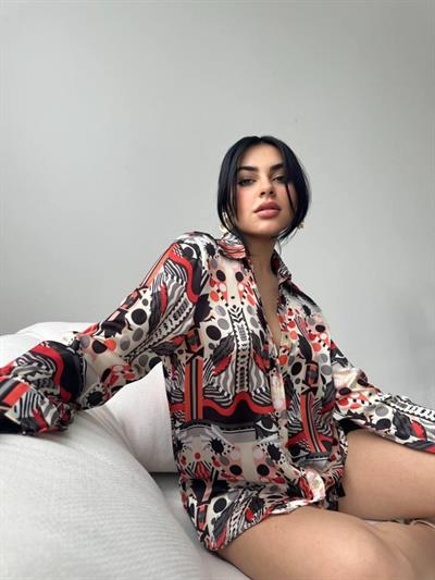 Desenli Oversize Gömlek