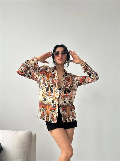 Desenli Oversize Gömlek