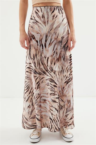 Desenli Saten Etek 15877 - Bej