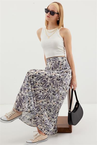 Desenli Saten Etek 15877 - Gri