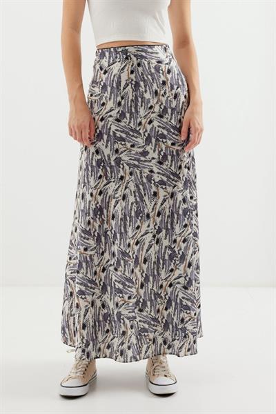 Desenli Saten Etek 15877 - Gri