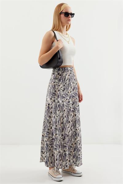 Desenli Saten Etek 15877 - Gri
