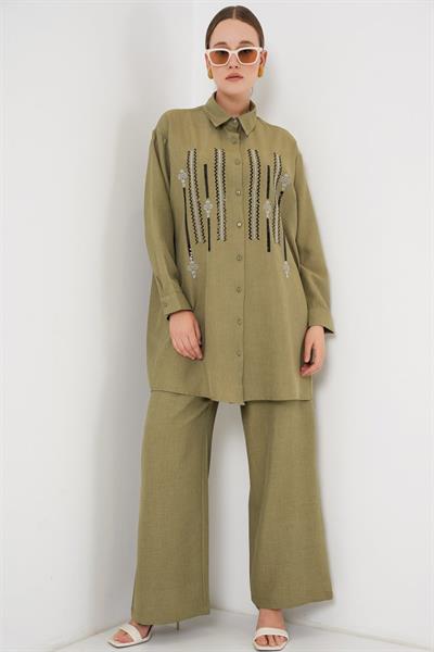Desenli Tunik Pantolon İkili Takım 6720 - Çağla