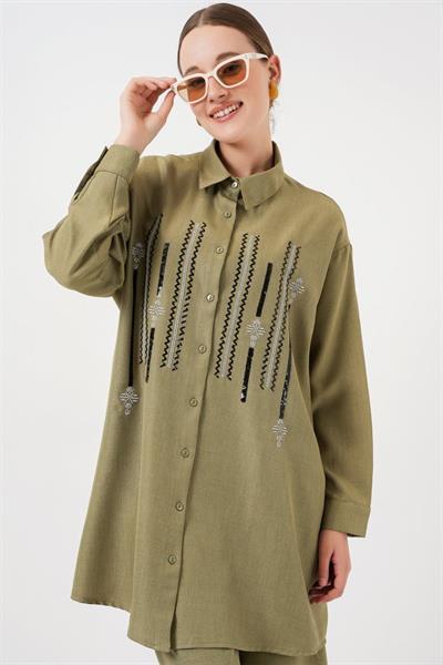 Desenli Tunik Pantolon İkili Takım 6720 - Çağla