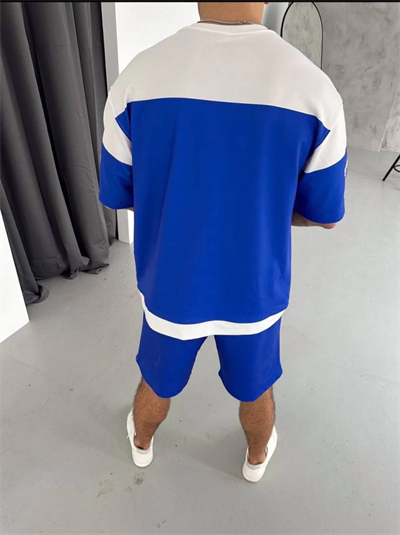 Dijital 00 Baskılı Şortlu Takım - Mavi