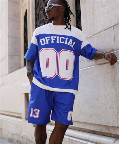 Dijital 00 Baskılı Şortlu Takım - Mavi