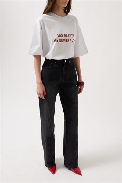 Dikiş Detay Geniş Paça Jean