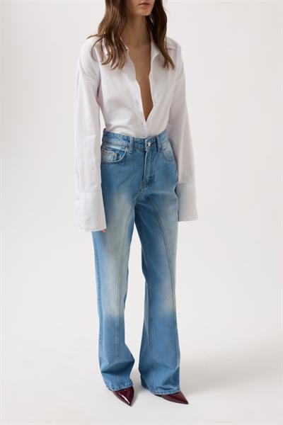 Dikiş Detay Geniş Paça Jean