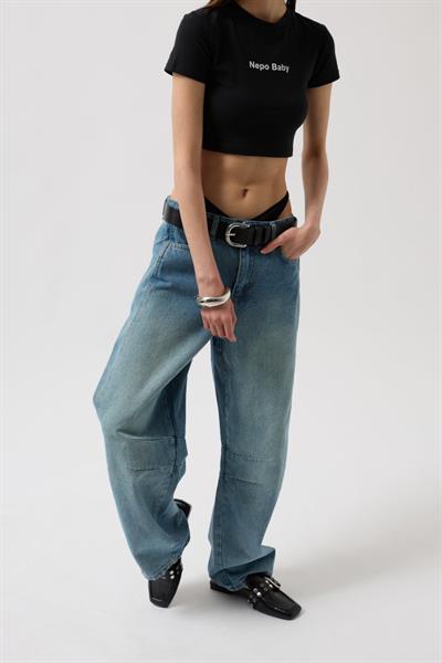 Dikiş Detay Wide Leg Jean