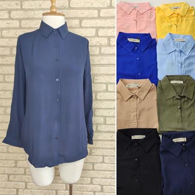 Dokuma Viskon KumaşEfsane Basic GömlekLacivert12 Renk 9 Bedenön 62Arka Orta Kısım 70 Cm