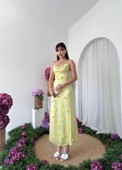 Dora Çiçek Detaylı Elbise