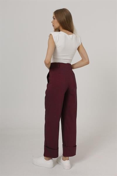 Duble Paça Pantolon - Bordo