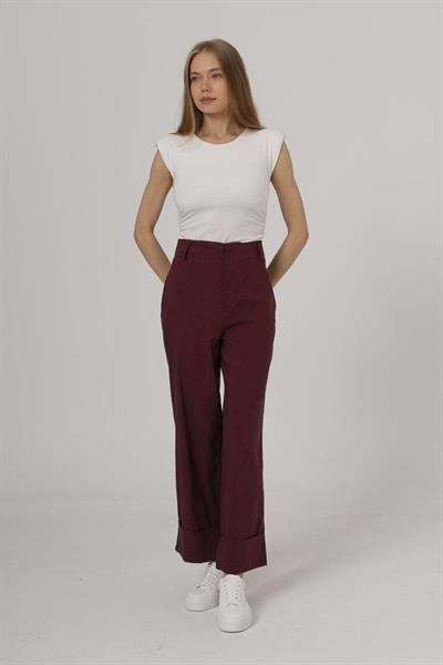 Duble Paça Pantolon - Bordo