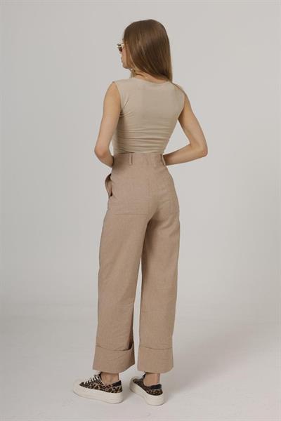 Duble Paça Pantolon - Taş