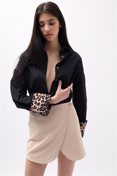 Düğme Detay Anvelop Mini Etek