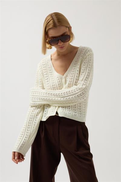Düğme Detay Örgü Bluz