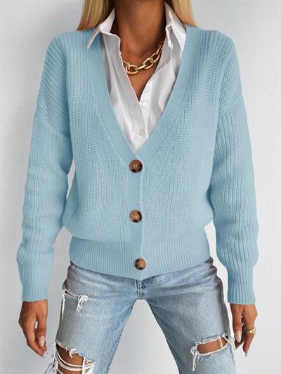 Düğme Detay Triko Bluz