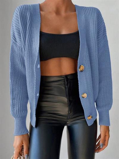 Düğme Detay Triko Bluz