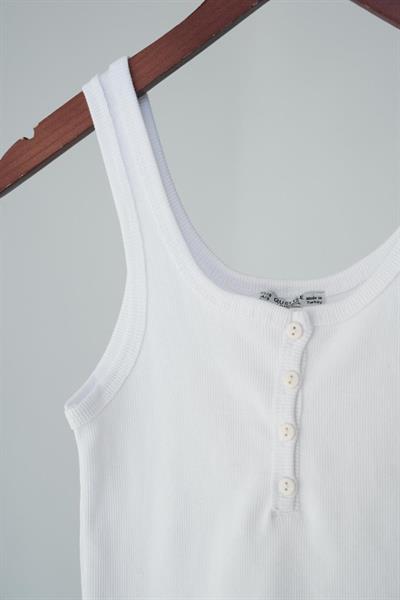 Düğmeli Atlet - Beyaz