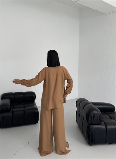 Düğmeli̇ Cepli̇ Keten İki̇li̇ Takim