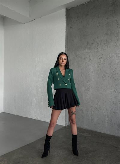 Düğmeli̇ Crop Ceket